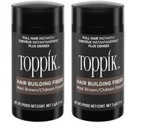 TOPPIK Fibres Capillaires Densifiantes à base de Kératine, Châtin foncé - 3g - Cheveux à l'Aspect Naturellement plus Epais - Pour densifier Racines, Ligne Frontale, Barbe, Calvitie (Lot de 2)