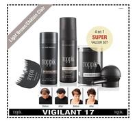 Toppik Kit Complete Fiber Kératine Poudre Densifiante Pour Cheveux Avec Pompe Châtain Clair