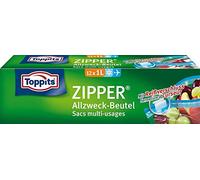 Toppits Lot de 12 Fermetures Éclair Transparent 1 Litre