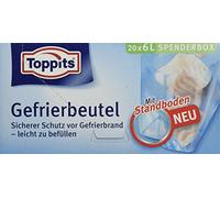 Toppits Lot de 20 sacs de congélation transparents à fond plat 6 l