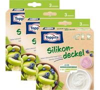 Toppits Lot de 3 couvercles en silicone - Extensibles, hermétiques, réutilisables, transparents, pour aliments - Diamètre : 5, 8, 11 cm