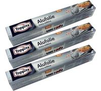 Toppits Lot de 3 feuilles d'aluminium ultra résistantes avec alvéoles double force (3 pièces x 10 m x 29,5 cm).