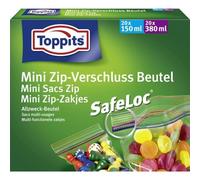 Toppits Lot de 40 mini sachets à fermeture Éclair Transparent 20 x 150 ml 20 x 380 ml
