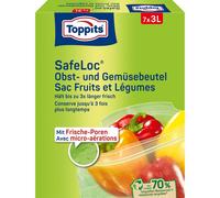 Toppits Sacs pour fruits et légumes 7x3Litres Conserve la fraîcheur jusqu'à 3x plus longtemps
