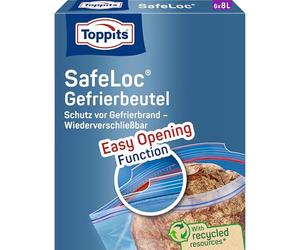 Toppits SafeLoc Lot de 6 sacs de congélation à double fermeture Transparent 8 l