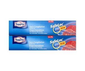 Toppits Safeloc Zip Lot de 15 sacs de congélation 3L