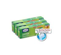 Toppits Zipper Lot de 3 x 18 sachets multi-usages - Film spécial indéchirable, réutilisable, transparent