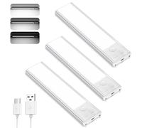 TOPPLEE Lampe d'Armoire[3Pack] Lampe Détecteur de Mouvement Interieur Sans Fil, Réglette LED Cuisine Luminosité Réglable, 6500K, Blanc Froid, Éclairage à LED étude de Cuisine Couloir Veilleuse