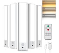 TOPPLEE Lampe de Placard [5Piece], Lampe d'Armoire avec Télécommande, Lampe à Détecteur de Mouvement Rechargeable USB Sans Fil, Luminosité Réglable, Lumiere Led Cuisine Veilleuse Couloir Escalier