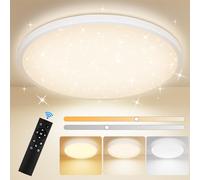 TOPPLEE Plafonnier LED à intensité variable 3000-6500 K avec télécommande, plafonnier rond ciel étoilé pour cuisine, chambre d'enfant, chambre à coucher, salon 30 cm