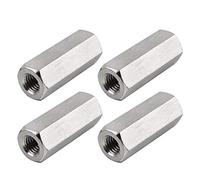 TOPPROS Lot de 4 écrous d'accouplement hexagonaux M10 x 1,5 pas de 45 mm de long et 17 mm de large en acier inoxydable 304