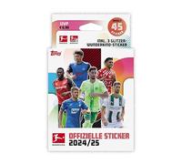 Topps Bundesliga Stickers 24/25 Eco Pack Contient 45 autocollants avec 3 autocollants Holo Wunderkid