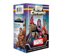 Topps Chrome® Marvel Comics 2026 - Boîte économique (4 cartes par paquet. 8 paquets par boîte). Trouvez des inserts fantastiques exclusifs pour quatre anniversaires!