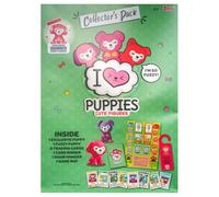 Topps Le lot de figurines mignonnes I Love Puppies comprend 1 chiot duveteux, 8 cartes à collectionner, 1 classeur de cartes, 1 crochet de porte et 1 tapis de jeu