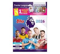 Topps – Pack de démarrage Premier League 2025/26 – 10 cartes, classeur, liste, carte Lion doré