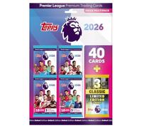 Topps Premier League 2026 - Édition Debut - Mega Multipack - Contient 40 cartes plus 3 cartes classiques LE aléatoires.