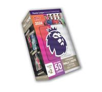 Topps Premier League 2026 - Édition initiale - Super Tin #2. Contient 50 cartes Plus 3 cartes Hall of Fame LE.
