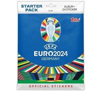 Topps UEFA Euro 2024 Starter Pack - Album de scrapbooking avec 24 autocollants + protection d'expédition Heartforcards®