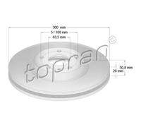 TOPRAN 2x Disque de Frein Avant Ø300 MM Ventilé pour Ford Mondeo V Break CD 2.0