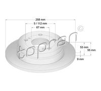 TOPRAN 2x Disques de Frein Arrière Ø258 MM pour Mercedes-Benz 190 W201 E 1.8