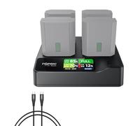 Toprig BC02 NP-FZ100 Chargeur de batterie pour appareil photo 4 canaux, USB-C PD 60 W, charge rapide, écran LCD, design portable, compatible avec batterie Sony NP-FZ100