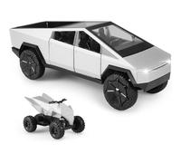 TOPRON Tesla Truck Modèle de Voiture 1:24 Camion Jouet en Métal Moulé sous Pression avec Lumière et Son, Mini Véhicule Jouet pour Garçons à Partir de 3 Ans (Argent)