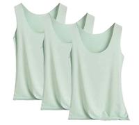 Tops Coupe Ajustée - Débardeur En Soie Glacée Pour Femme Haut Uni-Couleur Débardeurs 3Pc Debardeur Confortable Hauts Quotidien Activités De Plein Air Haut Loisirs Top Simple Bustier Fin Débardeurs