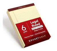 TOPS Docket Doré Tablette d'écriture, 8-1/2 x 11-3/10,2 cm, perforé, canari, Legal/large Rule, 50 feuilles par bloc, 6 blocs par lot (99707)