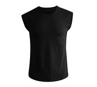 Tops Étoile T-shirt sans manches pour homme Tops Slim Fashion Col rond Manches courtes Bière Shirt, Noir , L