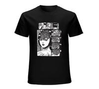 Tops Hipster Tees Uzumaki Junji Ito T Shirt Horror Manga Tshirt Men Natural Cotton Short Sleeve Tee Man Best T-Shirt Black M