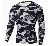 Tops Hommes Tactique Camouflage T-Shirt à Manches Longues Respirant et à Séchage Rapide Tee Shirt à Col Round pour L'Alpinisme Hauts à Coupe Régulière (Y-2-Grey, M)