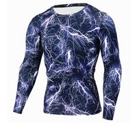 Tops Hommes Tactique Camouflage T-Shirt à Manches Longues Respirant et à Séchage Rapide Tee Shirt à Col Round pour L'Alpinisme Hauts à Coupe Régulière (Y-2-Dark Blue, XXL)