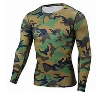 Tops Hommes Tactique Camouflage T-Shirt à Manches Longues Respirant et à Séchage Rapide Tee Shirt à Col Round pour L'Alpinisme Hauts à Coupe Régulière (Y-2-AG, L)