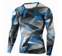 Tops Hommes Tactique Camouflage T-Shirt à Manches Longues Respirant et à Séchage Rapide Tee Shirt à Col Round pour L'Alpinisme Hauts à Coupe Régulière (Y-2-Sky Blue, XXL)