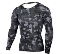 Tops Hommes Tactique Camouflage T-Shirt à Manches Longues Respirant et à Séchage Rapide Tee Shirt à Col Round pour L'Alpinisme Hauts à Coupe Régulière (Y-2-Dark Gray, XL)