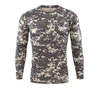 Tops Hommes Tactique Camouflage T-Shirt à Manches Longues Respirant et à Séchage Rapide Tee Shirt à Col Round pour L'Alpinisme Hauts à Coupe Régulière
