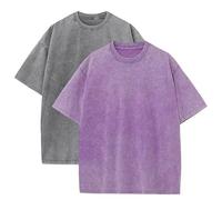 Tops pour hommes à manches courtes - Lot de 2 T-shirts à col rond en coton - T-shirts amples et confortables - T-shirts décontractés classiques rétro sans capuche - Sweatshirt tendance pour hommes et
