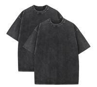 Tops pour hommes à manches courtes - Lot de 2 T-shirts à col rond en coton - T-shirts amples et confortables - T-shirts décontractés classiques rétro sans capuche - Sweatshirt tendance pour hommes et