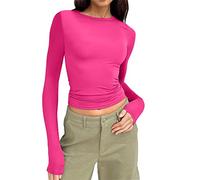 Tops Y2k,Femme T-Shirt à Manches Longues Chemise à Col Rond Tops Ample Décontracté Chemisier Chic Élégant Casual Tunique Tshirts Blouse Tops Long