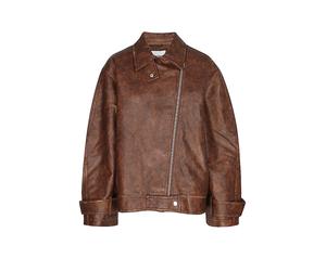 TOPSHOP Veste aspect cuir TSELIZABETH marron | S
