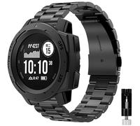 TOPsic Bracelet pour Garmin Instinct 2 Métal, Bracelet en Acier Inoxydable Massif Réglable en Longueur Style Business