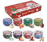 Topsics 8 bougies parfumées pour Noël - Coffret cadeau de bougies parfumées pour femmes, en cire de soja naturelle - Coffret de bougies d'aromathérapie pour Thanksgiving et Noël.
