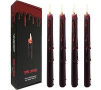 Topsics bougies coniques, Lot de 4 bougies noires en forme de larmes, Halloween l'ambiance bougie