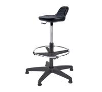 Topsit IND014 Tabouret de Travail pivotant Assis-Debout en polyuréthane, Siège de Laboratoire, Ergonomique pivotant sur Pieds avec Repose-Pieds en métal chromé Inclus, Hauteur réglable