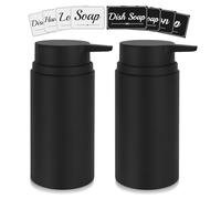 Topsky Lot de 2 distributeurs de savon en plastique (480 ml) - Noir - Rechargeable - Pour savon pour les mains, lotion et liquide vaisselle - Cuisine, salle de bain, douche - Pompe pour lavabo et plan