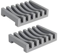 Topsky Lot de 2 Porte-Savon en Silicone Longs et durables avec Drainage Auto-drainant, Design de séchage, pour Cuisine, Salle de Douche, Salle de Bain, Gardez Votre Savon Frais et Propre Plus (Gris)