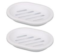 Topsky Lot de 2 Porte-savons, Porte Savon Blanc, Porte-Savon de Voyage, Nettoyage Facile, Sec, Anti-moisissures (Blanc)