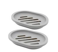 Topsky Lot de 2 Porte-savons, Support pour Savon, Économiseur de Savon, Porte-Savon de Voyage, Nettoyage Facile, Sec (Gris)