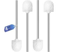 Topsky Lot de 4 brosses de Toilette remplaçables avec poignée en Acier Inoxydable - Nettoyage Efficace des Toilettes (Blanc)