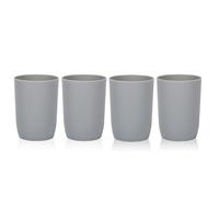 Topsky Lot de 4 gobelets plastique, gobelet a dent, lavables lave-vaisselle pour, tasse à eau réutilisable pour voyage, camping (Gris, 280 ml)